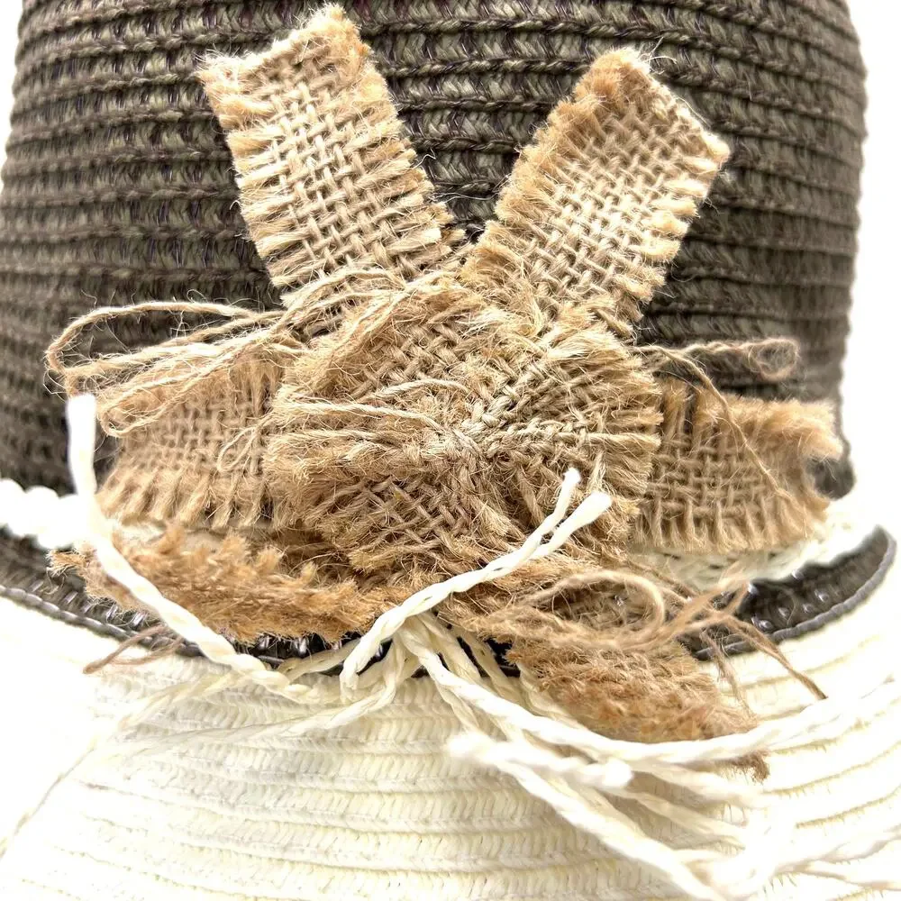 D‎ & Y Raffia Hat With Burlap Bow And Braided Hat Band